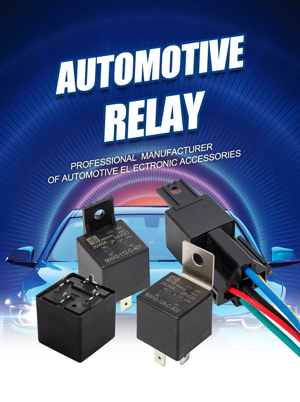 Meishuo MAH3-S-112-C-4 Auto Voltage Control 5 Pin 12V 40A Car Used Micro GPS Relay Tracker for Europe