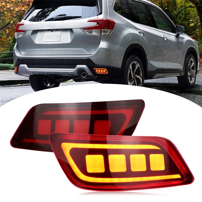 HDC Autosports 72-LED Rear Bumper Reflector Brake Lights For 2009-2018 Subaru Forester – Red Lens, Pair