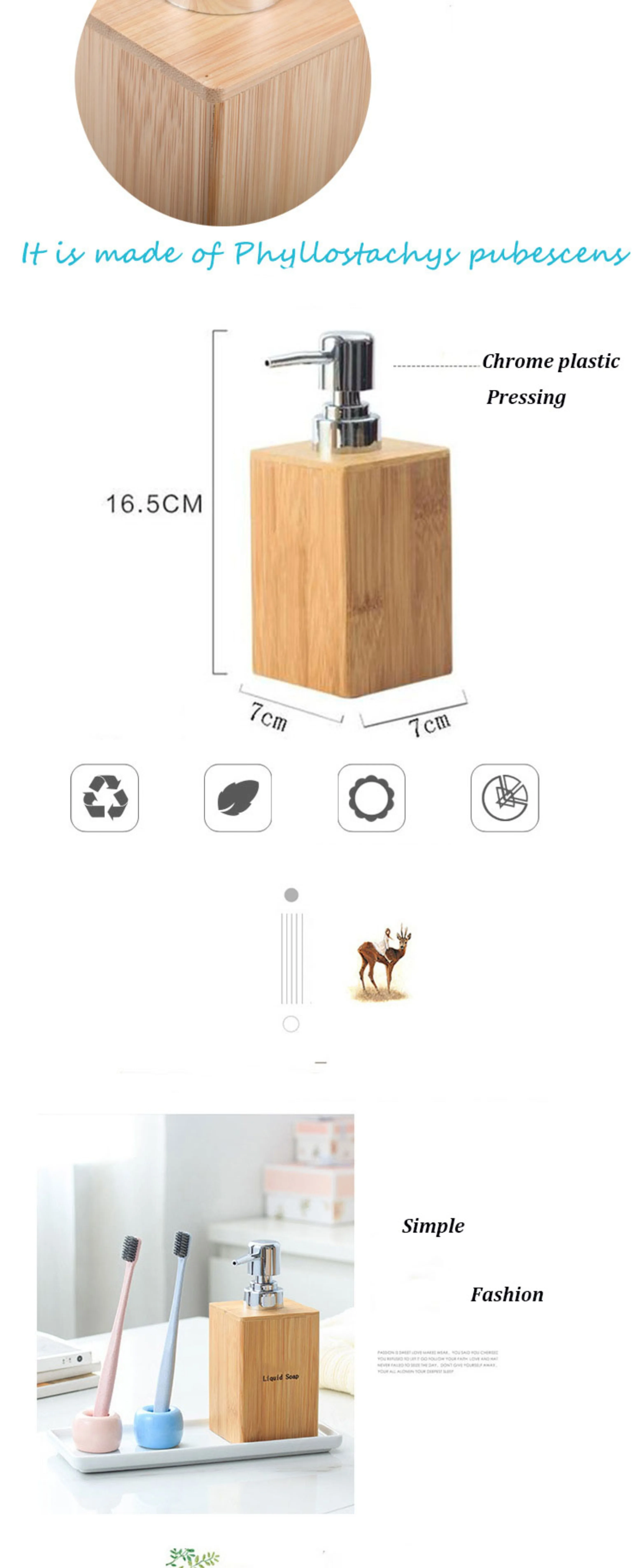 Bamboo Dish Soap Dispenser For Kitchen Sink Bathroom Soap And Lotion