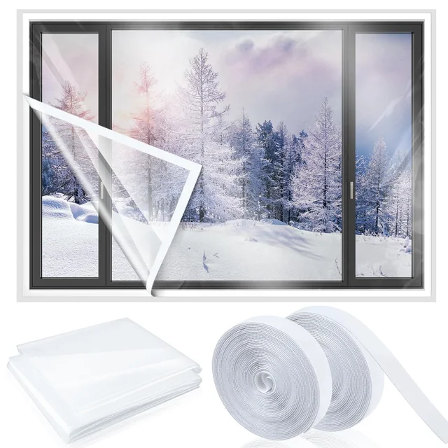 YA SHINE DIY cuttable plastic window wrap transparent reusable Winter Insulated Window cover film Window Insulation Kit