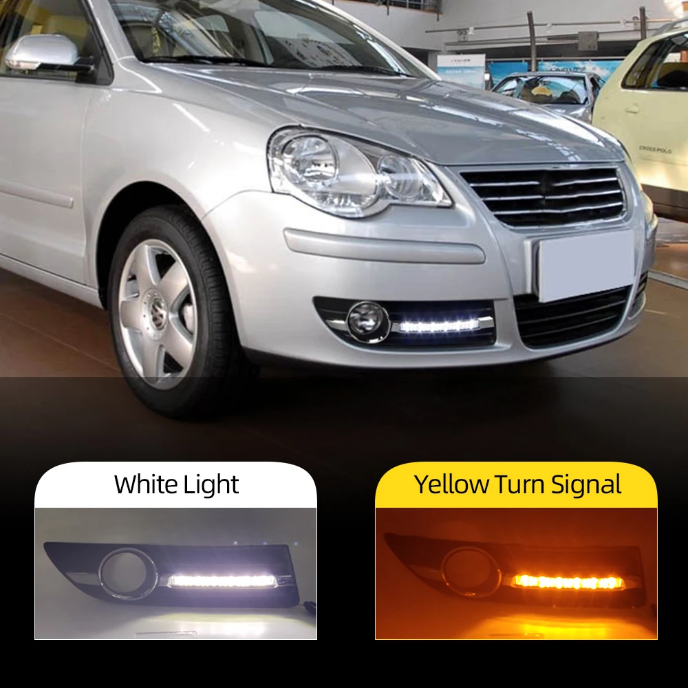 For Volkswagen Polo 9n3 2005 2006 2007 2008 2009 2010 LED DRL Daytime Running Light Driving Daylight with Turn signal