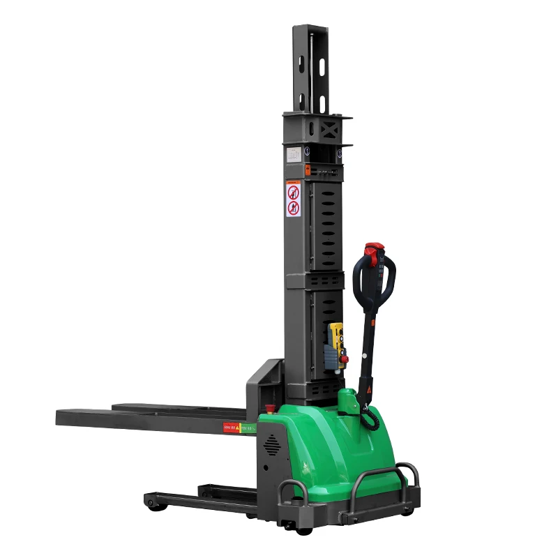 Full Electric Self Loading Forklift Stacker 500kg 1000kg Walk Behind Hydraulic Self Lifting Pallet Stacker Lifter Machine