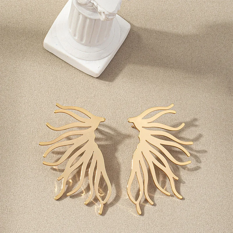 thumbnail image 2 of Vintage Geometric Statement Earrings For Women – Carved Metal Drop Dangle 2 of 2