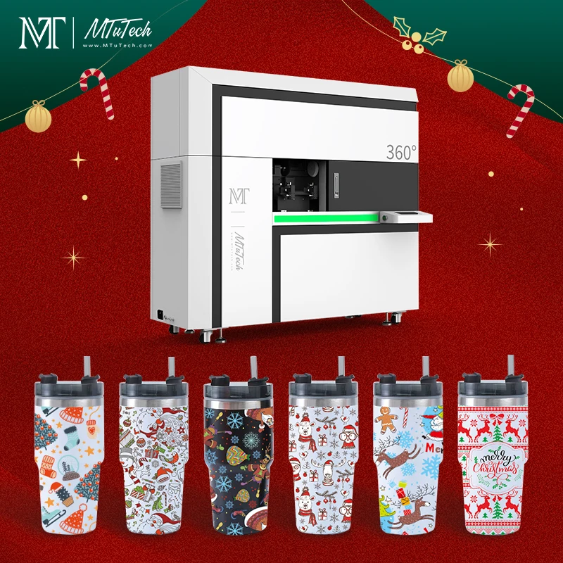 MTuTech Flagship Product 360 Rotary UV Printer for Tumbler and Water Bottle Printing