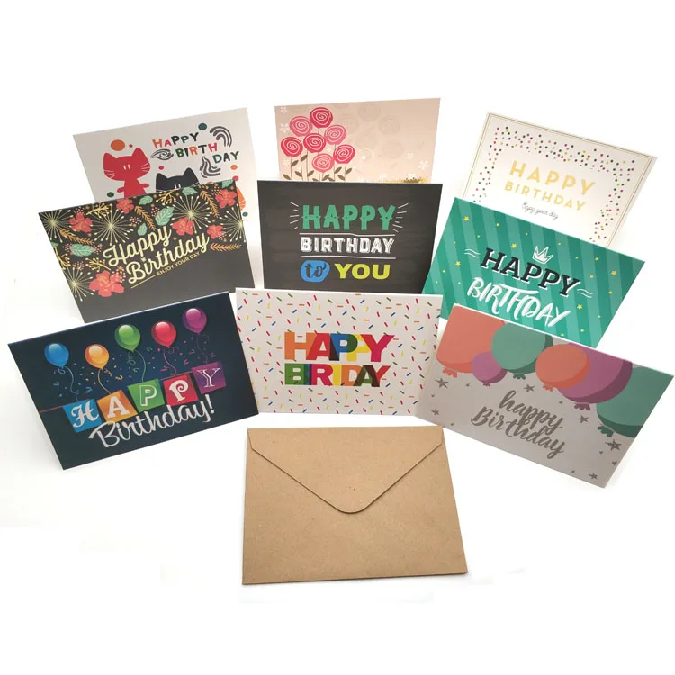 Custom Paper Happy Birthday Greeting Card and Envelope Sets