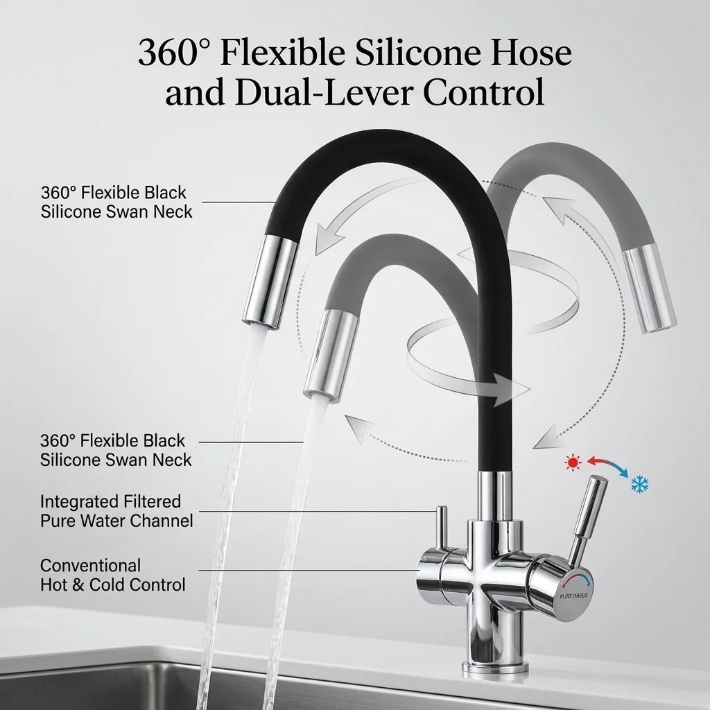 Premium Brass Body Construction Brass construction kitchen faucet with dual handles