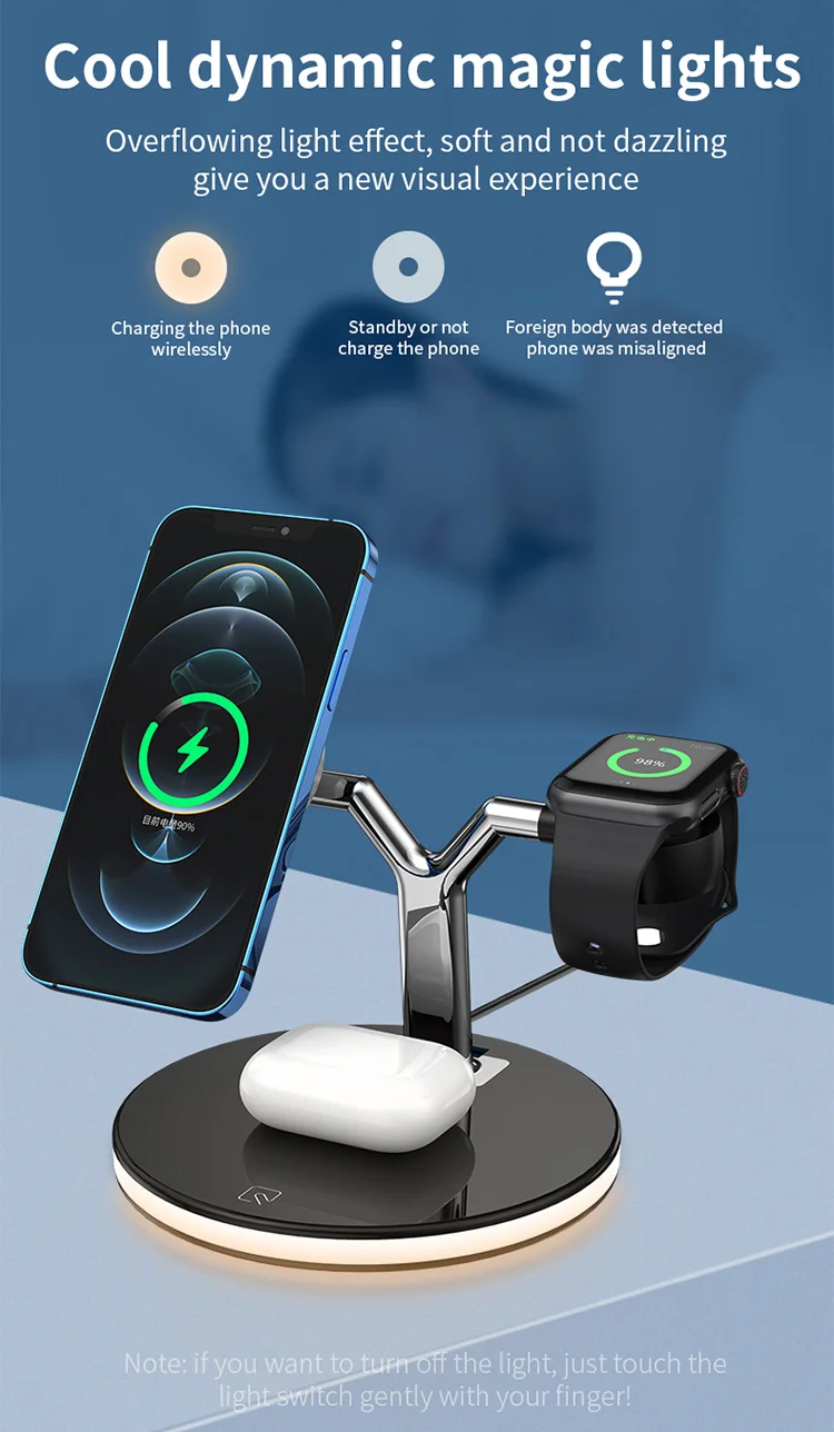 2021 New Arrival 3 In 1 Wireless Charging Station Dock With Night Light  Stand For Cellphone Earphone Watch Wireless Charger - Buy 3 In 1 Wireless  Charger,Wireless Charger Station,Iwatch Charger Stand Product on 