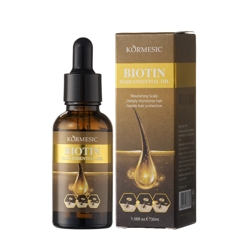 KORMESIC 30ml Wholesale Nourishing Scalp No Rinse Hair Serum Smoothing Biotin Hair Essential Oil