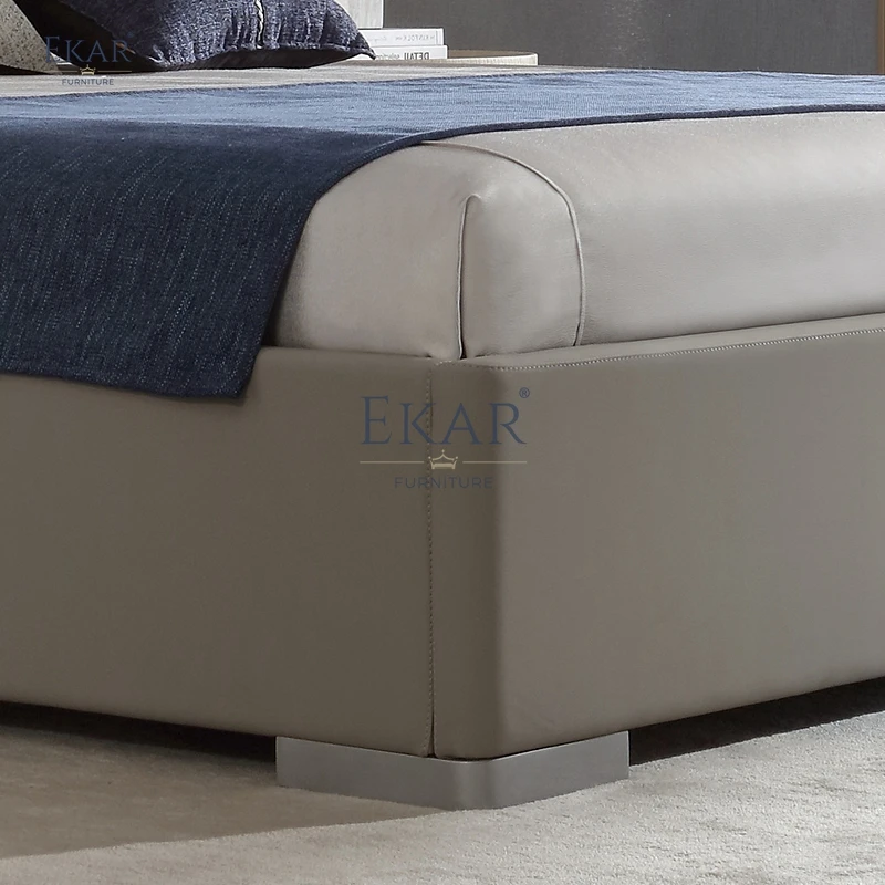 product new design modern bedroom furniture half leather wood veneer bedroom bed-62