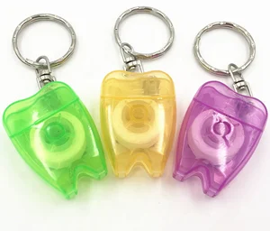Daily Care Best Selling Custom Brand Small Dental Floss 10m Nylon Teeth Clean Dental Floss with Tooth Shape Box Keychain