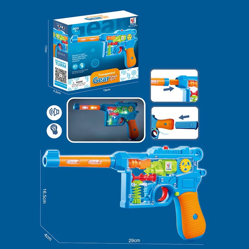 Оптовая продажа новый дизайн детская прозрачная Экипировка дешевый реалистичный игрушечный револьвер пистолет имитация настоящий вид