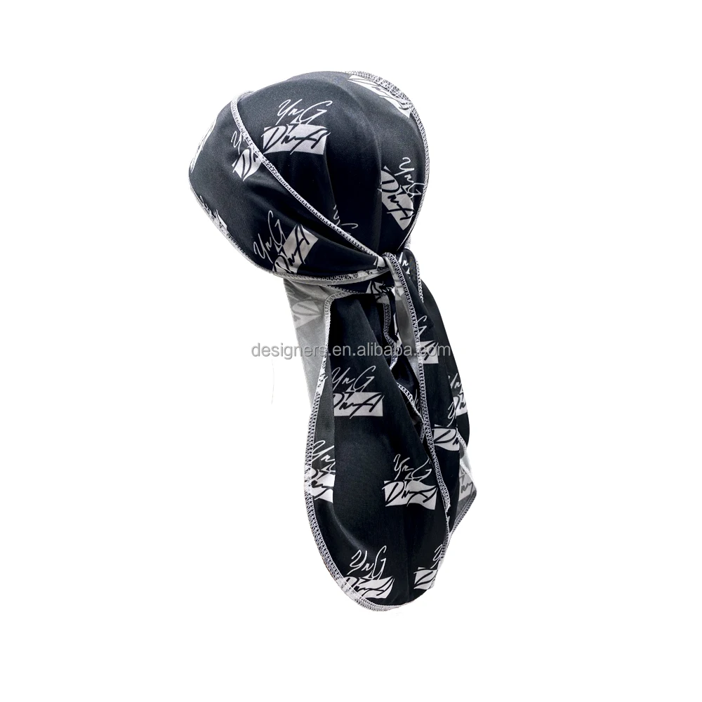 Customized Silk Satin Velvet Designer Silky for Men Women Shining Polyester Custom logo Turban Rag Anime Durag