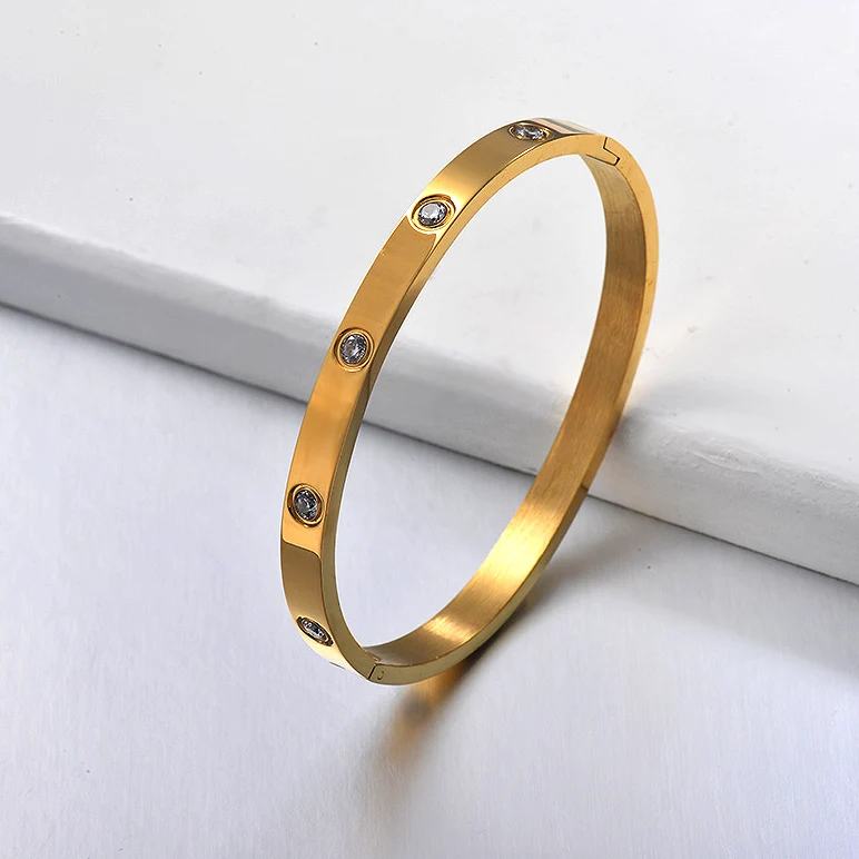宝燕时尚18k金手镯配锆石宝石饰品不锈钢女手镯手链| Alibaba.com