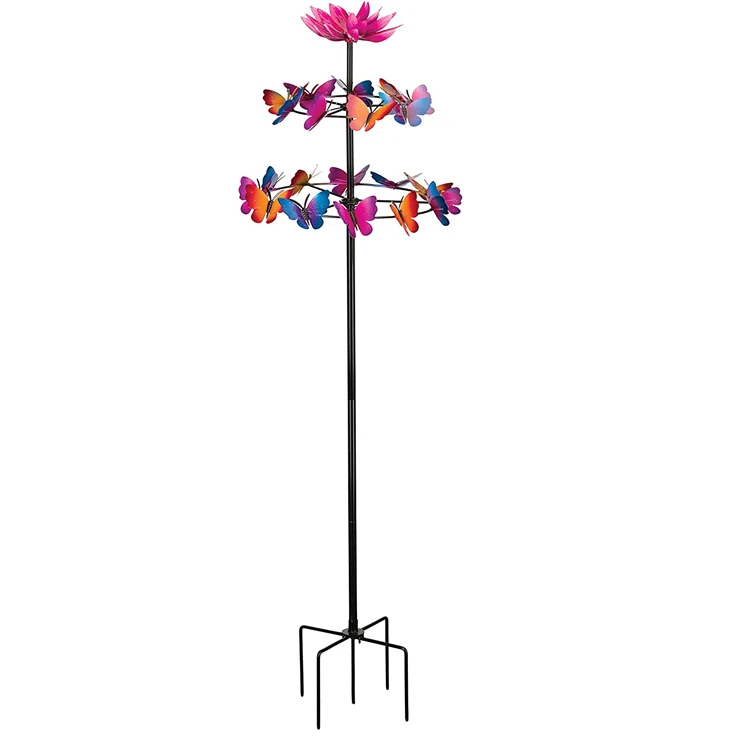 Vertical Stake-Butterfly Dance Kinetic Multicolor Home for Outdoor Home Yard Patio Lawn Sculpture Party Supplies Multicolor