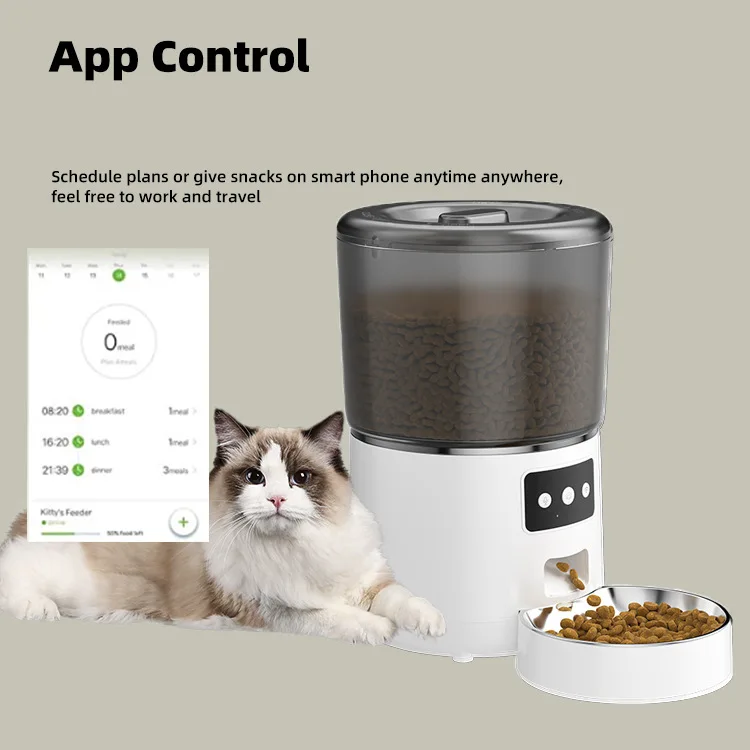 Automatic Cat Feeder Wifi Rechargeable Smart Auto Pet Feeder Timed 4l