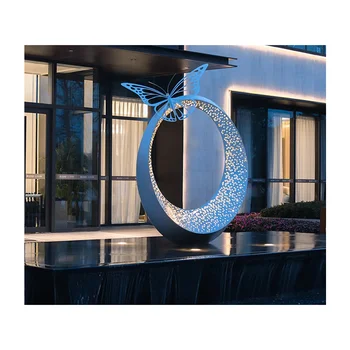 Large outdoor shopping mall courtyard circular stainless steel abstract three-dimensional sculpture