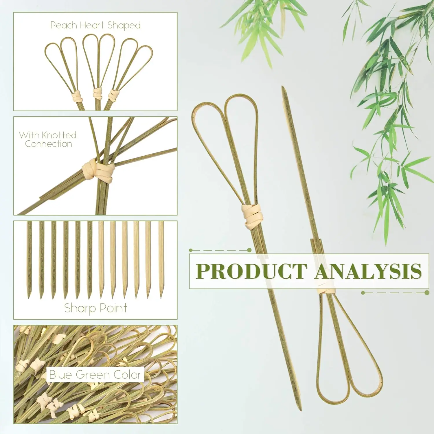 Bamboo Knot Skewers Flower Sticks Toothpicks for Fruit Eco-friendly Heart Shaped Decorate Bamboo Toothpicks Skewers