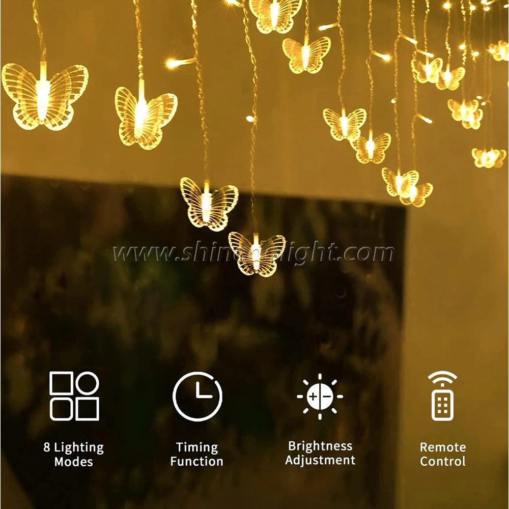 Hot LED Christmas butterfly String Lights Bedroom Background Birthday Gift Indoor Garland Curtain Lights