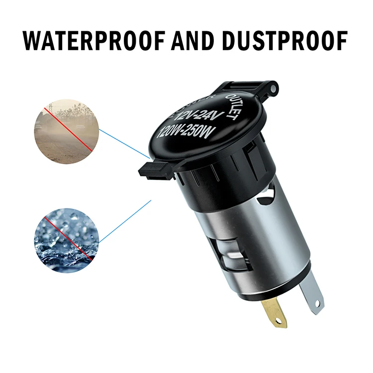 Modern Design DC12V Car Cigarette Lighter Socket 12-24V Waterproof Power Plug Outlet
