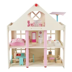 Large DIY Wooden Princess Villa Castle Mini Fashion House Model Toy Children's Playhouse Furniture Set for Younger Kids