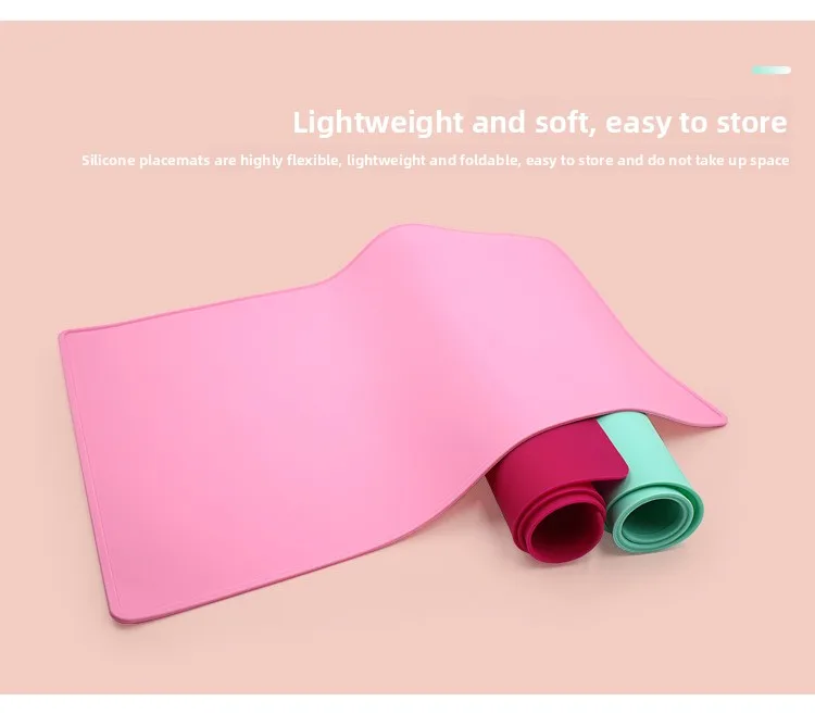 High-Temperature Resistant Non-Slip Square Silicone Placemat with Thickened Border Anti-Overflow Tablemat for Children factory