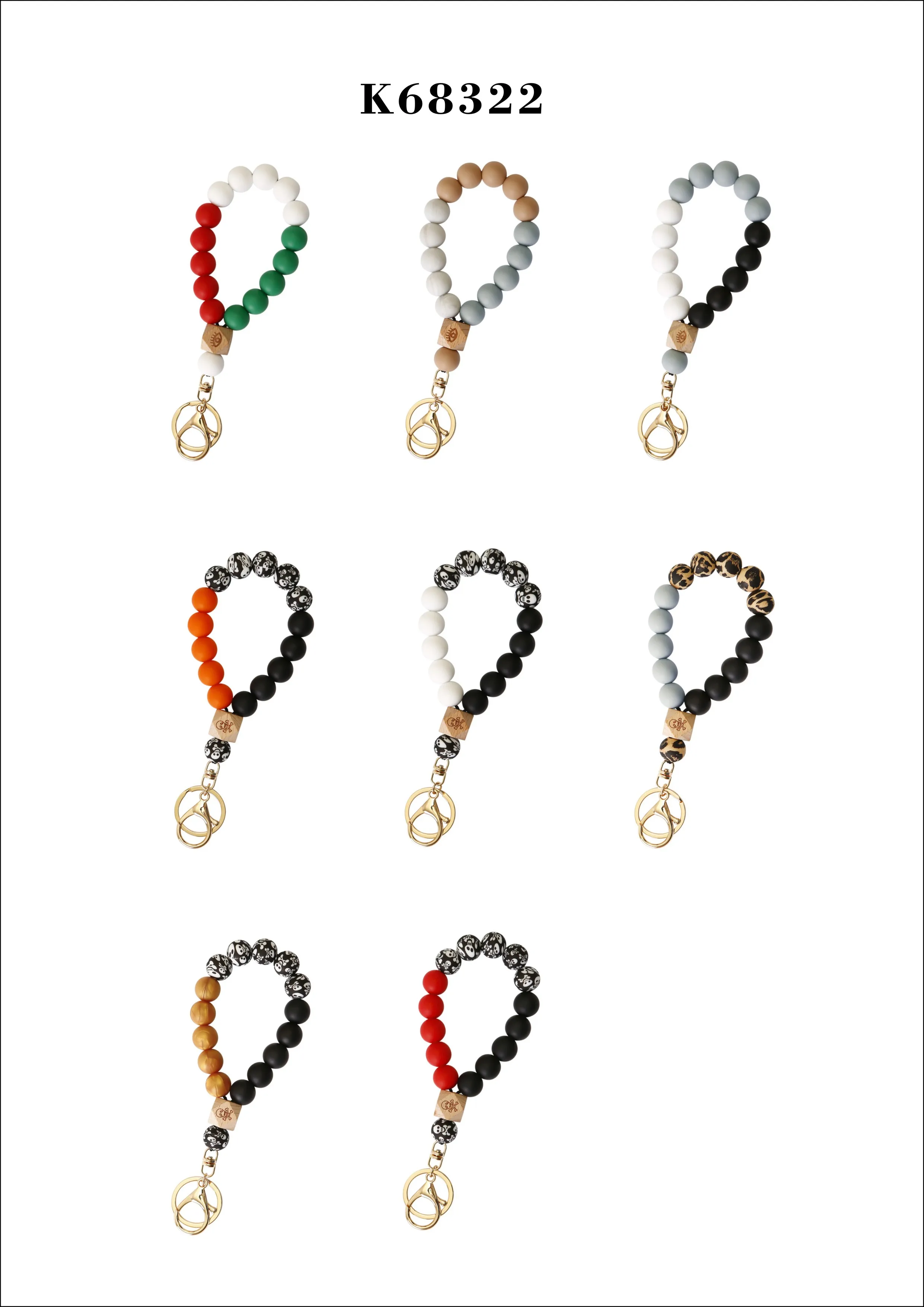 Silicone Beads Elastic Bangle Bracelet Keychain Leather Tassel Silicone