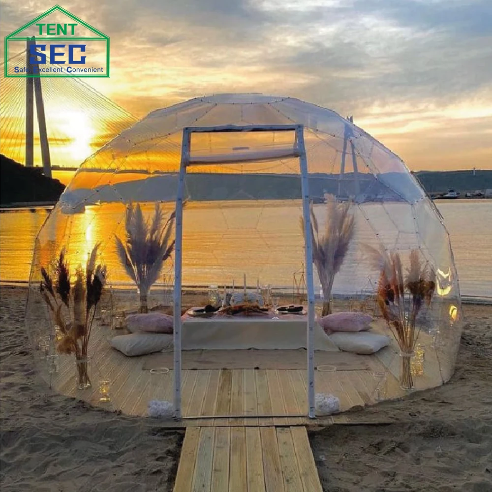Super Style Hexagonal PVC Transparent Board Outdoor Quick Assembly Sun Dome Luxury Camping Hotel House