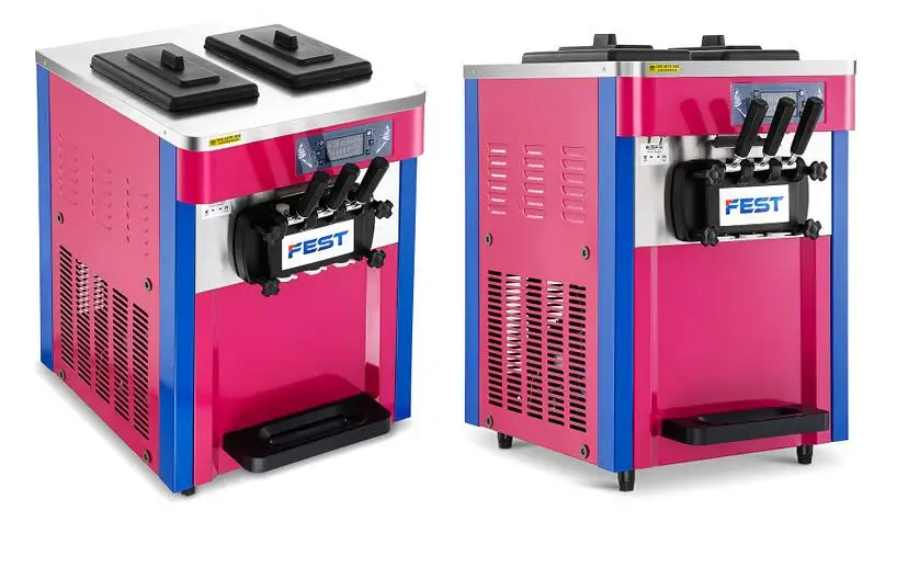 Three Color Ice Cream Machine Commercial Automatic Cone Sundae Vertical