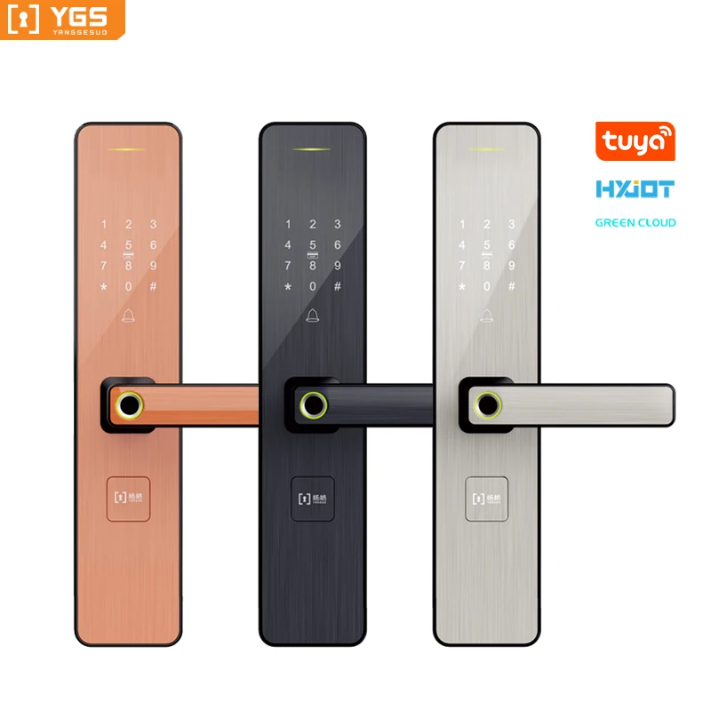 Fingerprint Digit Password Digital Door Locks Finger Silver Garage Door Smart Lock With Deadbolt Guest Access Guide Left Hand