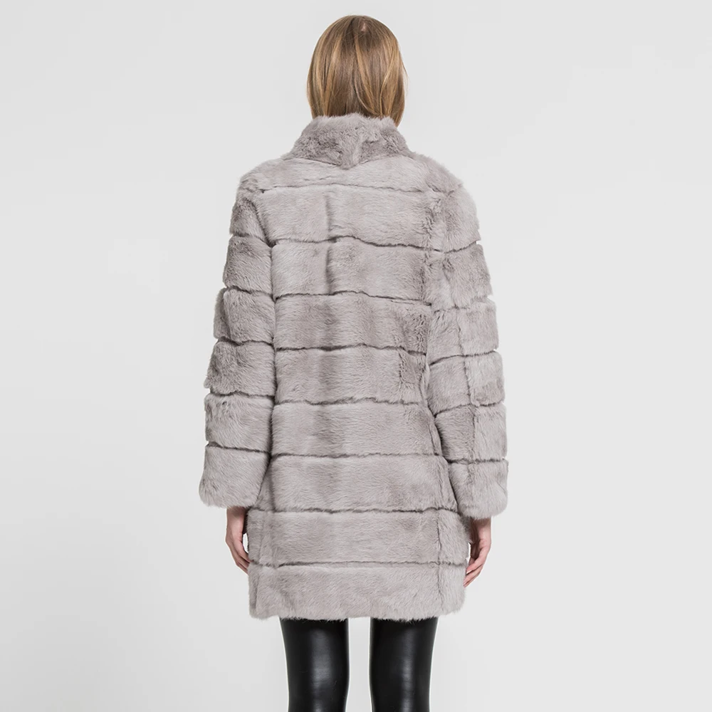 2022 Spring New Arrival Real Rabbit Fur Jacket Warm Soft Long Fur Coat for Women