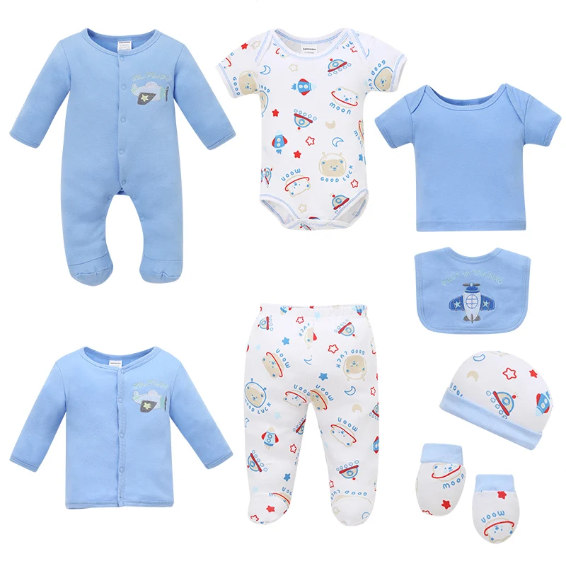 8 Pieces Each Set 100 Cotton Baby Clothing Set Newborn Infant Bodysuit