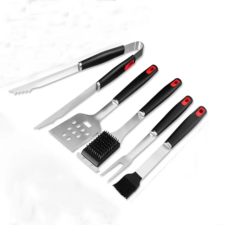 
Amazon Hot Selling Outdoor 5pcs stainless steel bbq tools set / BBQ Grill Accessories Tool Set With Oxford Bag BBQ tools 