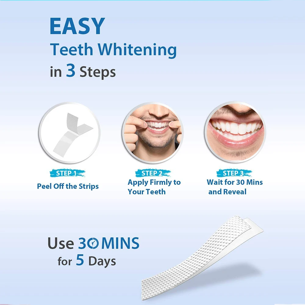 Vaclov-tiras de blanqueamiento dental 3D, tiras de blanqueamiento para  blanqueamiento dental, 100% eficaz, sin peróxido, 6% hp