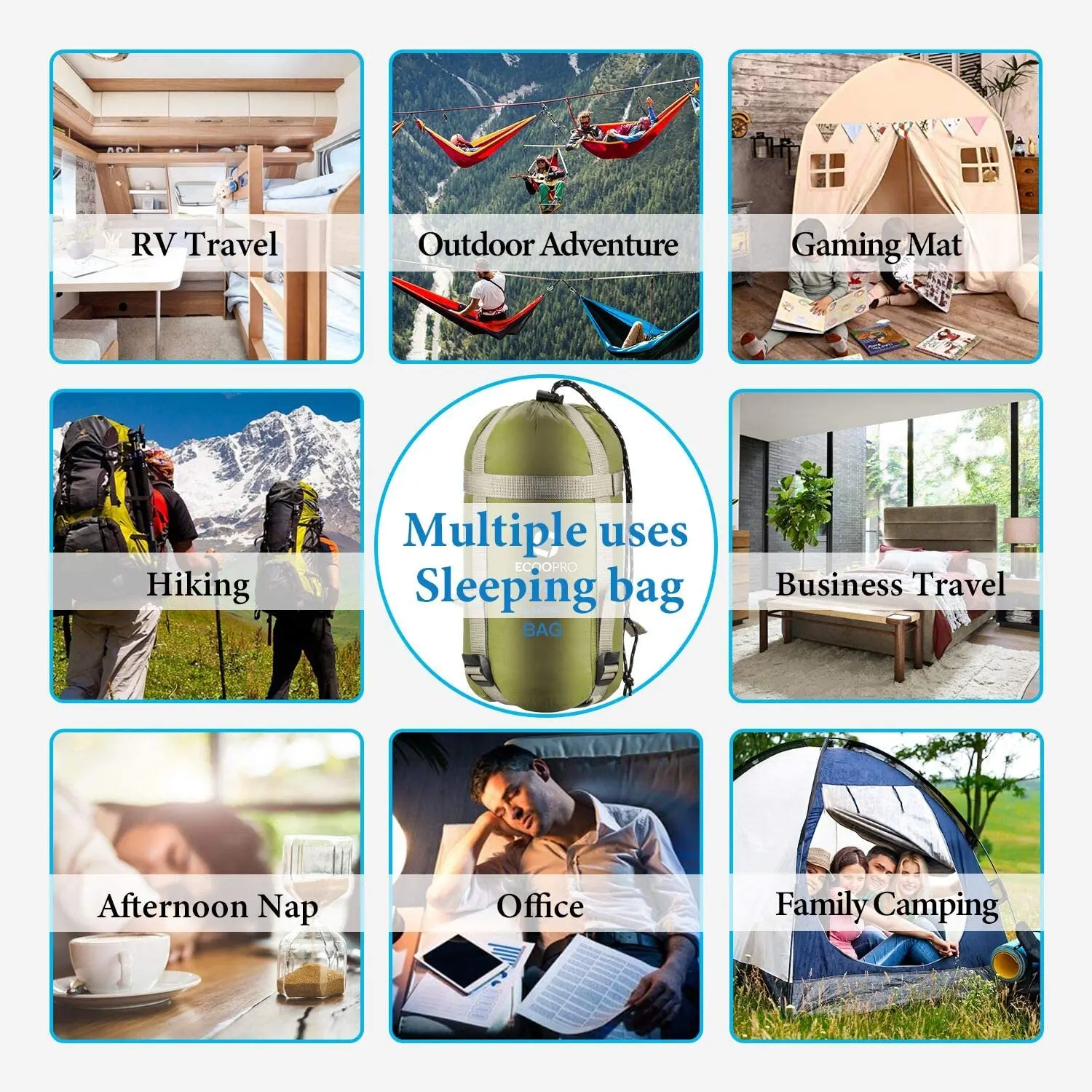 Спальный мешок для теплой погоды-портативный, водонепроницаемый, компактный легкий, удобный с компрессионным мешком-отлично подходит для кемпинга на открытом воздухе