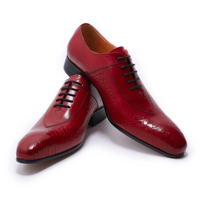 Men's Fashion Formal Oxford Dress Shoes with Snakeskin Prints