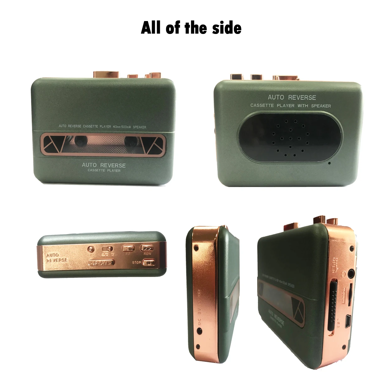 Portable Walkman Auto Reverse Cassette Player With Earphone,Buildin
