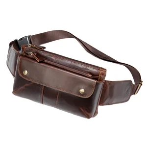 Waterproof Vintage Leather Waist Bag with Adjustable Shoulder Strap High Quality Pouch Bag Vintage Chest Bag for Men