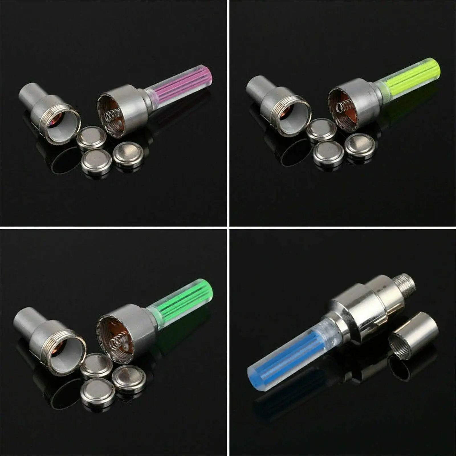 2Pcs Waterproof Flashing LED Tyre Wheel Valve Lights for Car Bicycle Motorcycle