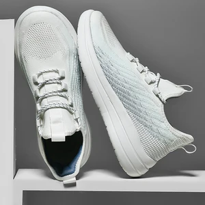 Men's Retro Style Casual Shoes Monochrome High-elastic Low-top Breathable Mesh Lining Lace-up Slow Walking Running Shoes