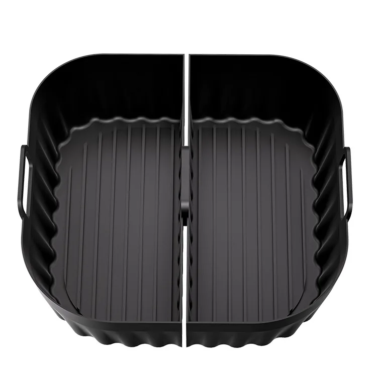 Non-Stick Silicone Air Fryer Tray, Multi-Compartment Baking Pan for Egg Tarts Fried Food, Oil-Proof Reusable Air Fryer Accessory details