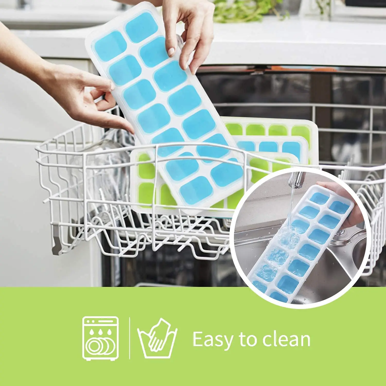 Easy Release Stackable Ice Cube Tray Cocktail Freezer Ice Cube Trays 14