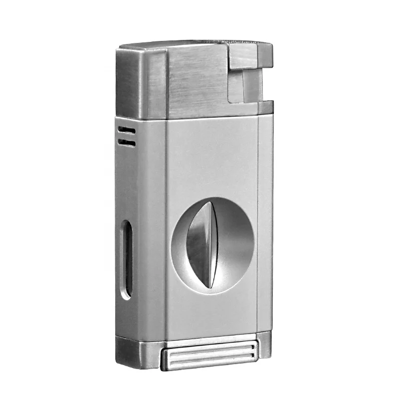 Brand New Luxury Metal Silver Cigar Lighter And Punch Cutter Gift Set