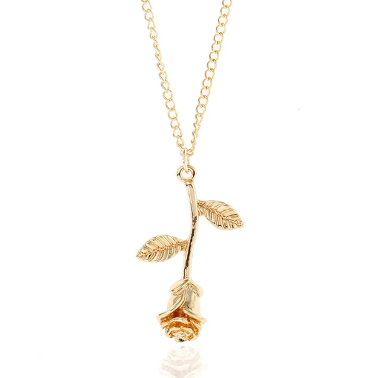 Rose Flower Pendant Necklace 