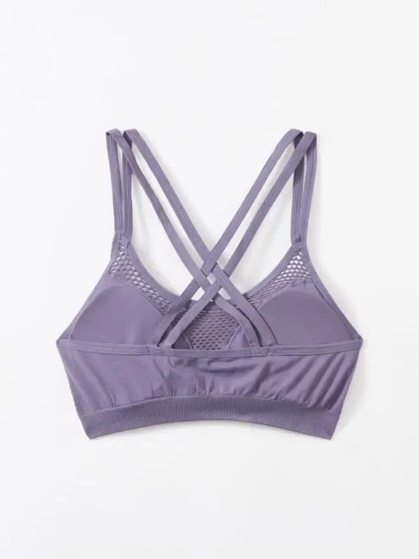 Sexy Mesh Sport Wear Breathable Gym Tops Wholesale fitness yoga wear with removable pads mesh seamless sports bra