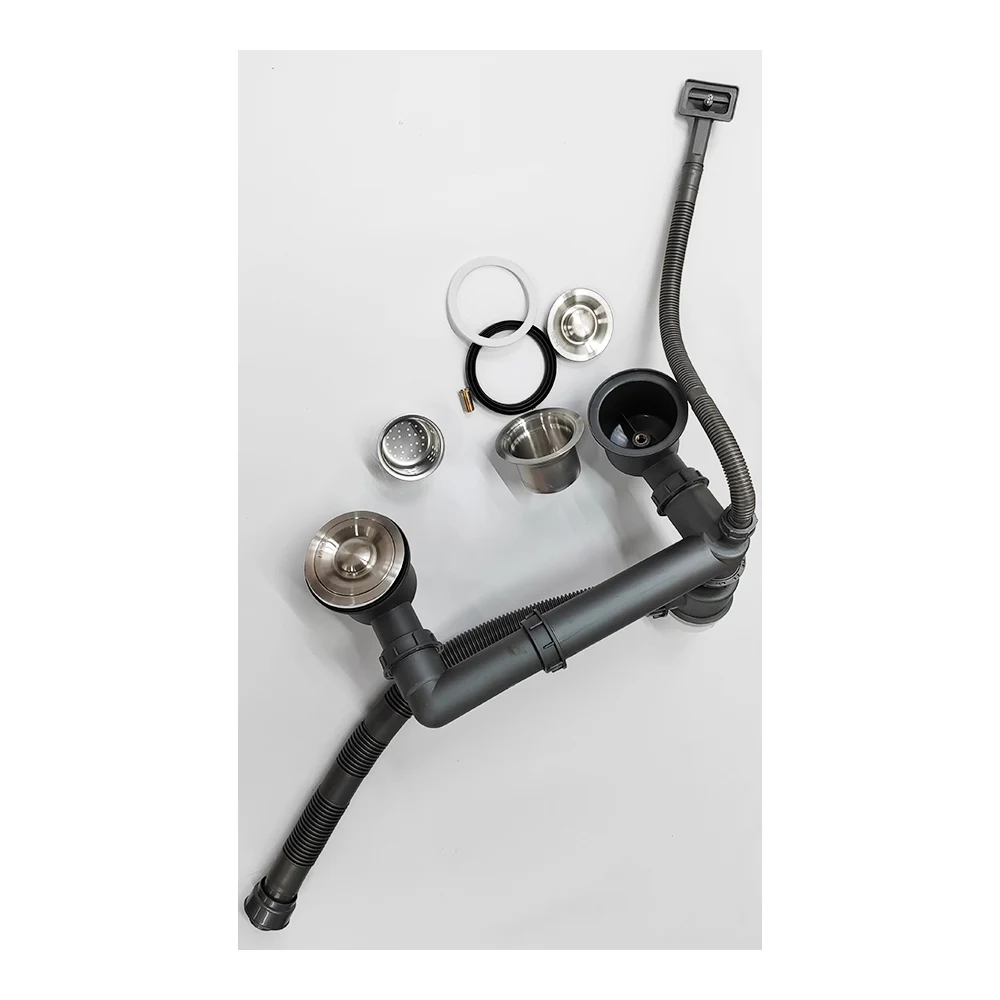 Luxury Handmade Double Sink Drainer Pipe Adjustable Distance Sink Double Drain Pipe
