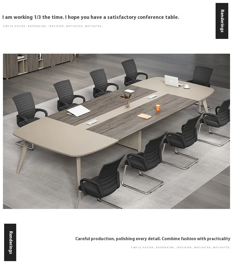 Modern White Wood Conference Table Adjustable Height Long Large Creative Negotiation Office Furniture for Commercial Use