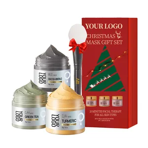 Dead Sea Mud Green Tea Detox Face Mask Set Vitamin C Infused Purifying Anti-Aging Brightening Clay Mask Kit for Glowing Skin