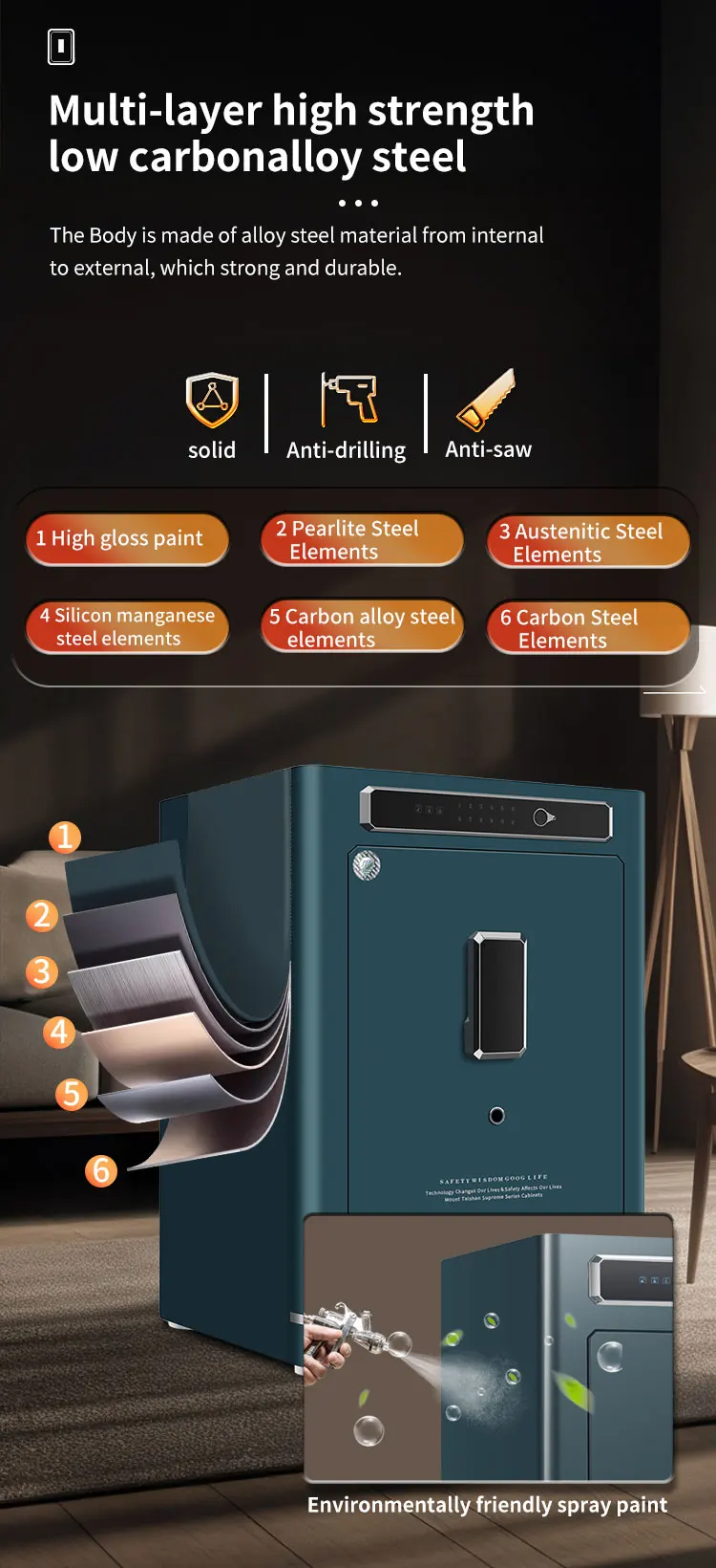 CEQSAFE Large Digital Safe Box Smart TUYA APP WIFI Anti-Theft Secret Safe With Combination Lock Key Remote Opening Safe Box manufacture