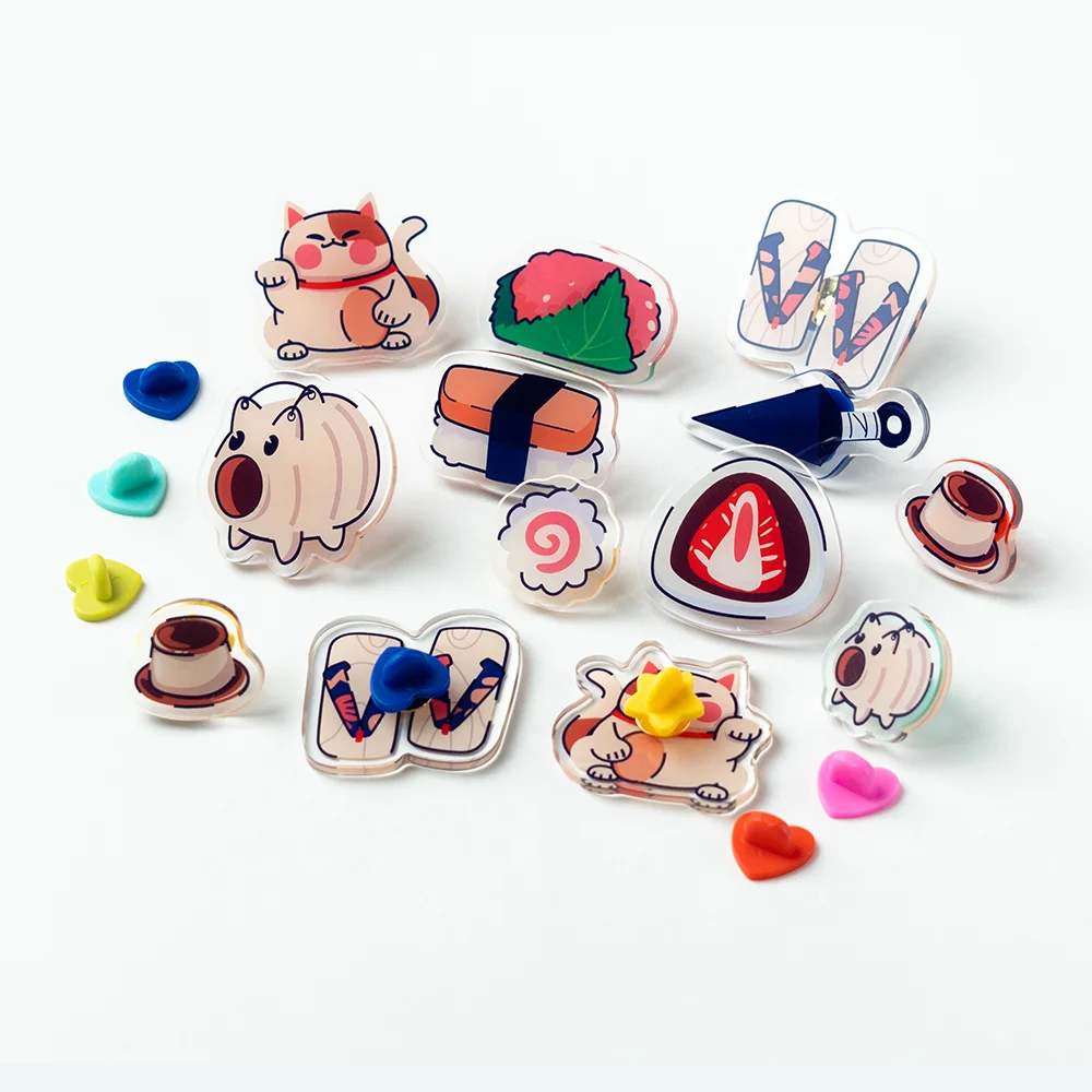 Custom Cartoon Printed Anime Pins Badge Acrylic Badge Clear Transparent Acrylic Pins