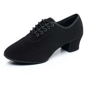 Shoes Dance for Women Modern Latin Dance Shoes Oxford Cloth Upper with Suede Sole  Heel Black Female Jazz Dancing Shoes